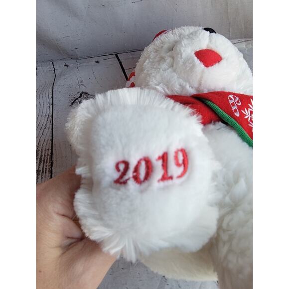 SnowFlake Teddy 2019 White Boy Teddy Bear Red Scarf - Picture 5 of 7